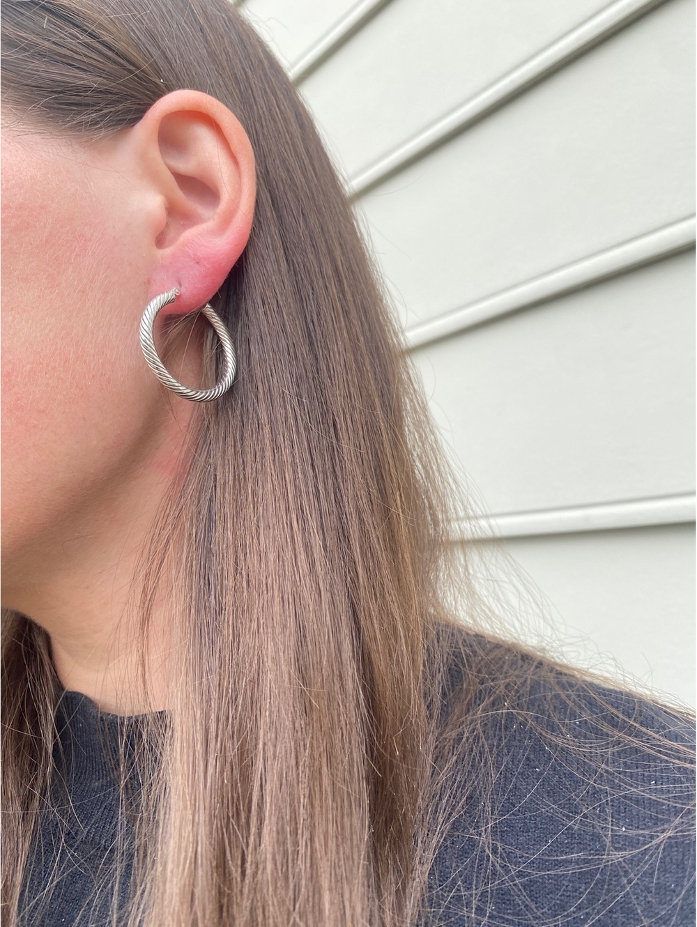 Vintage Sterling Silver Classic Twist Hoop Earrings